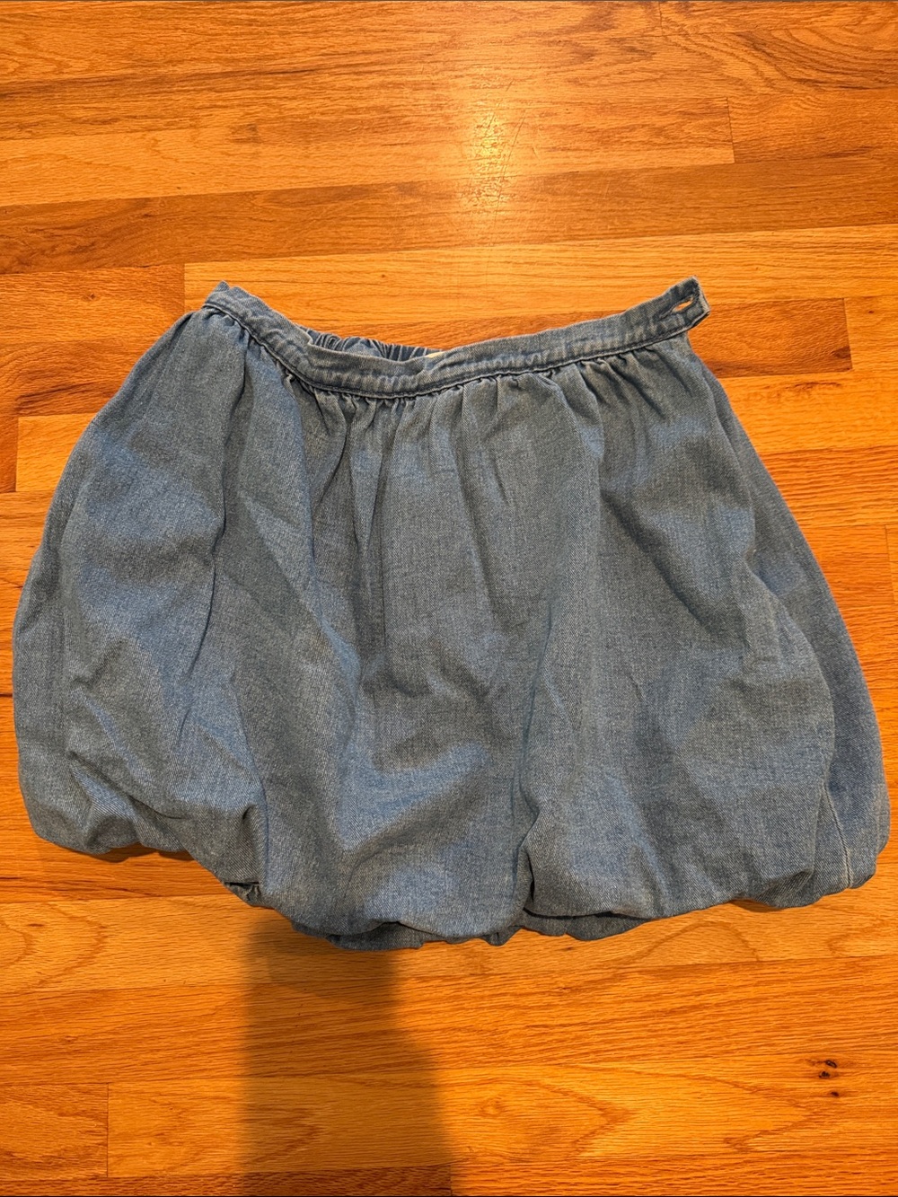Wishlist Denim-Look Bubble Hem Mini Skirt in Blue